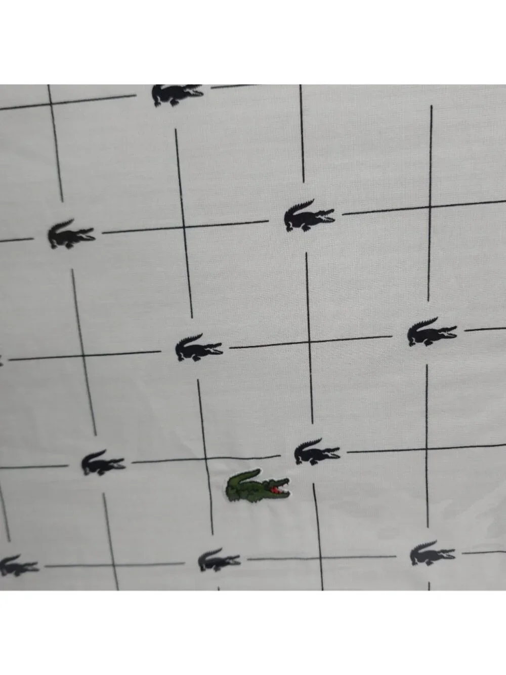 Lacoste Full Sheet Set 100% Cotton Percale Durable Soft Grid Crocodile Design